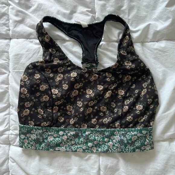 Free People x FP Movement Women's Floral Printed Synergy Strappy Back Sports Bra - Picture 6 of 9